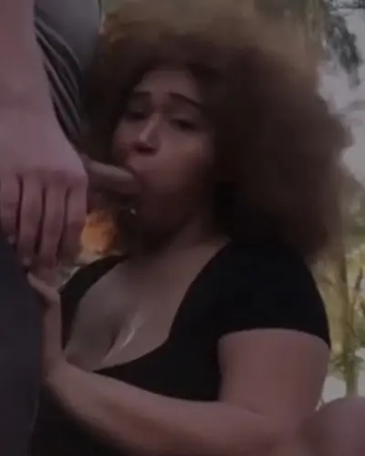 Outdoor blowjob with curly ebony baddie cover image