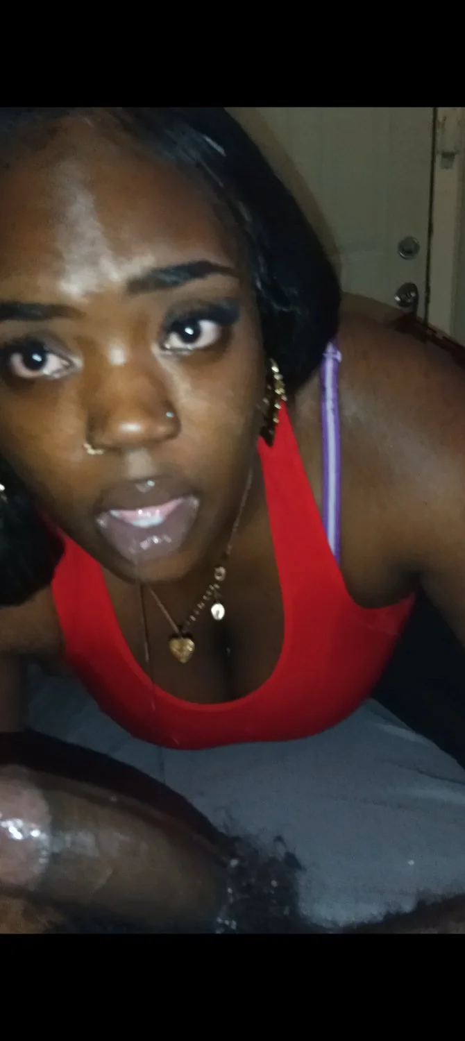 Thick ebony thot sucking nut out of a fat dick image 13