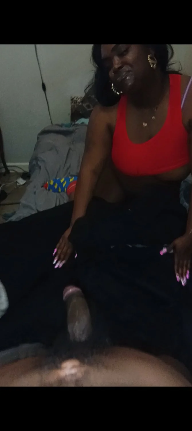 Thick ebony thot sucking nut out of a fat dick image 14