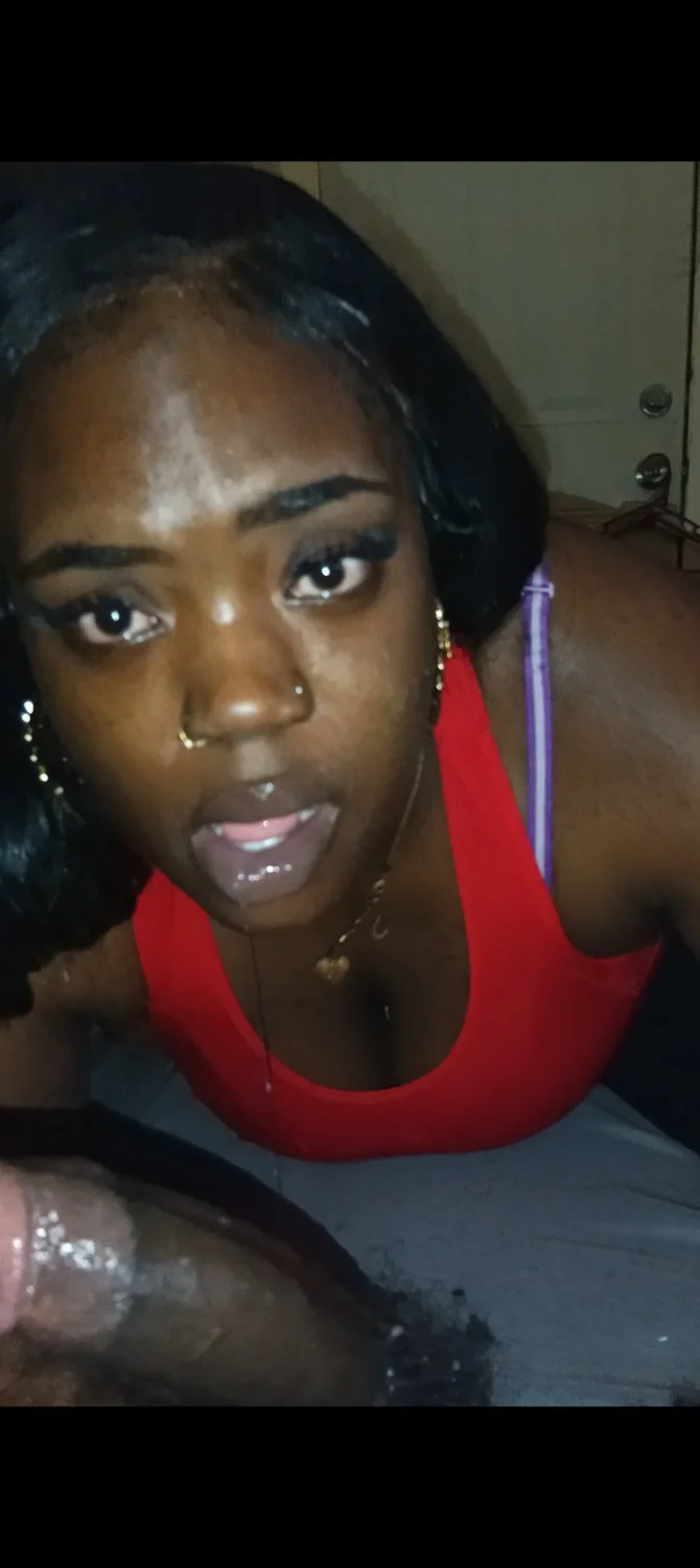 Thick ebony thot sucking nut out of a fat dick image 9