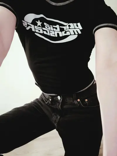 Feeling great in my black top & jeans cover image