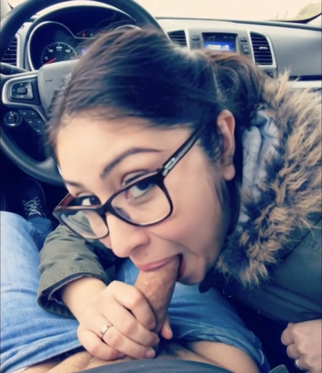 My wife makes a fine tinder date when your cocks in her mouth image 6