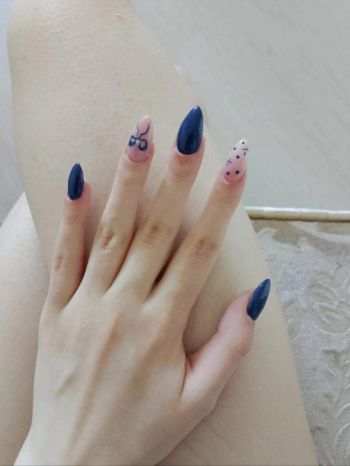 Malnourished Russian bitch shows me her panties and her cheap whore nails image 4