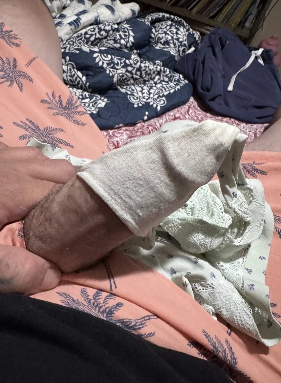 Jerking and cumming on my latinas panties image 4