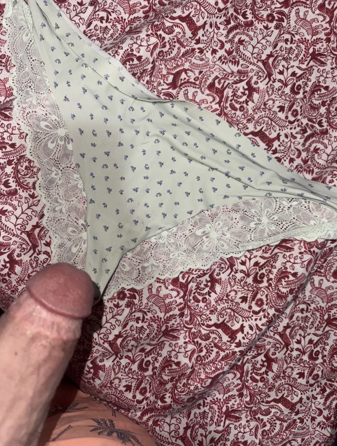 Jerking and cumming on my latinas panties image 5