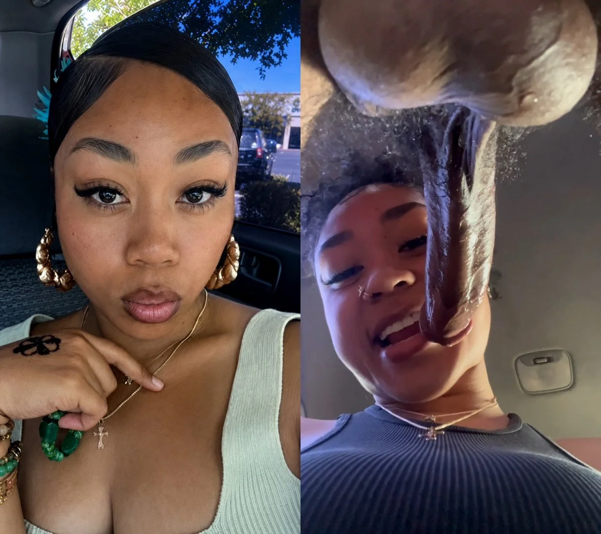 Blasian Eating Dick And Balls In The Car image 2
