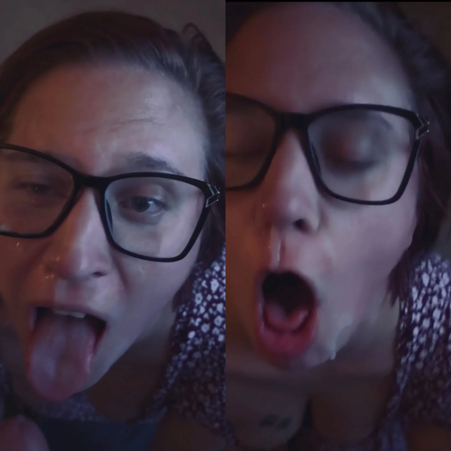 Nerdy Wife Gagging on Husband's Cumshot main image