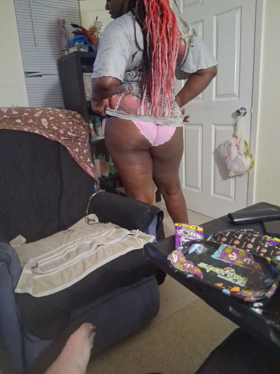 Black mom walks around the house naked image 2