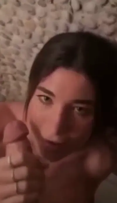 Brunette beauty sucks and gets facial cover image