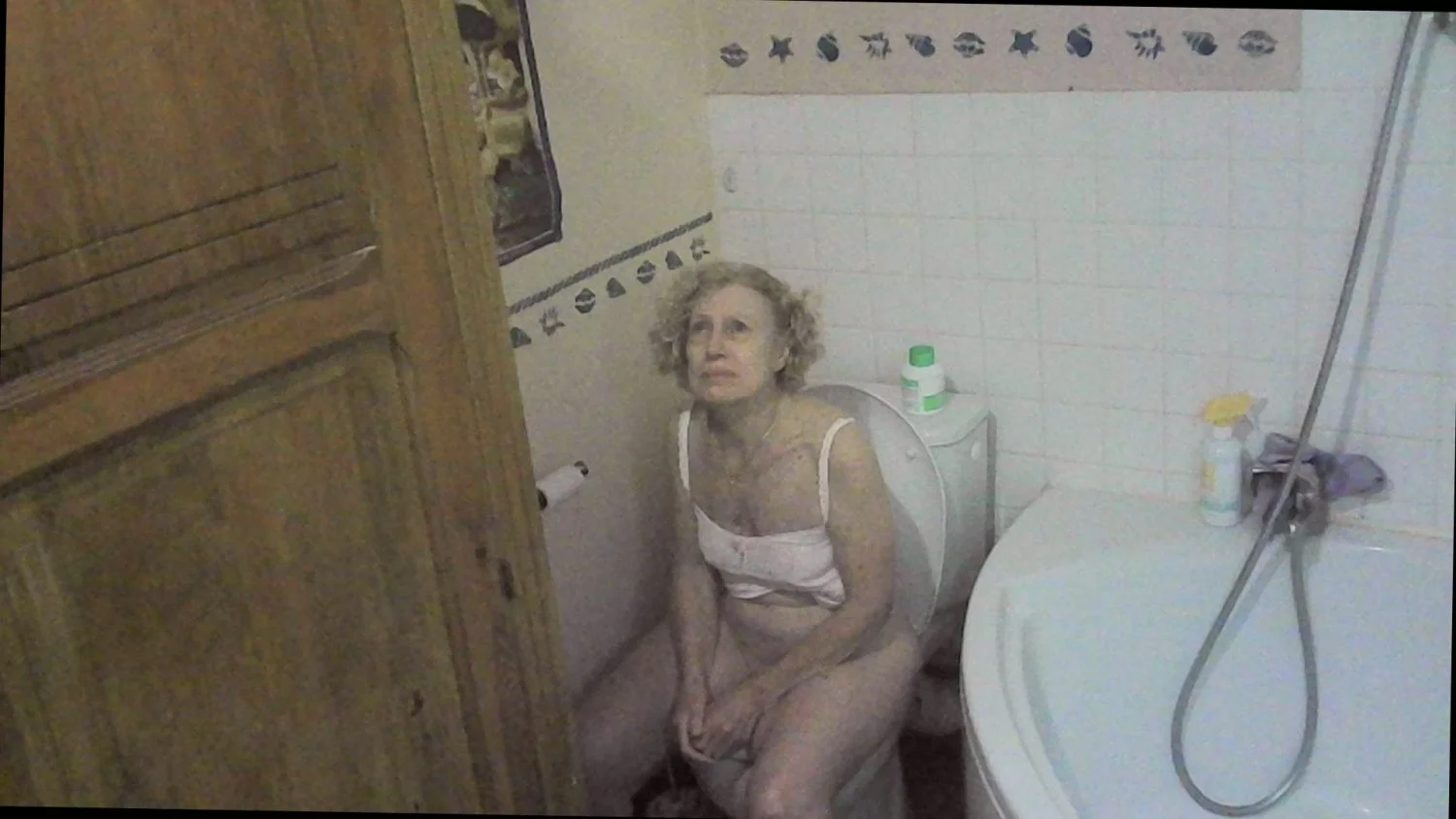 Cheating granny nurse Solange's whole toilet set-caught again with her difficult moments image 2