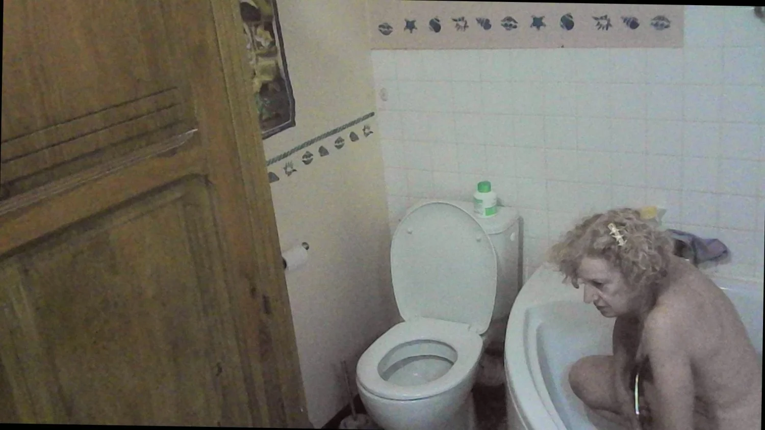Cheating granny nurse Solange's whole toilet set-caught again with her difficult moments image 6