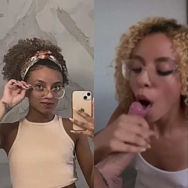 Lightskin cutie sucks the cum out of him main image