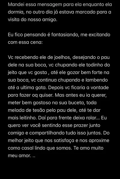 Falando com minha esposa, como eu tava imaginando ela com nosso amigo. Minha esposa chupando ohto. cover image