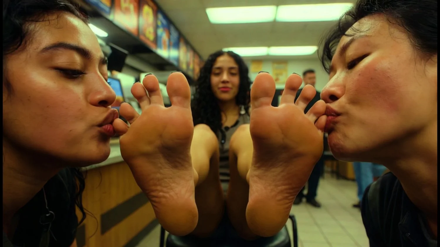 They don't care who sees them lick soles image 3