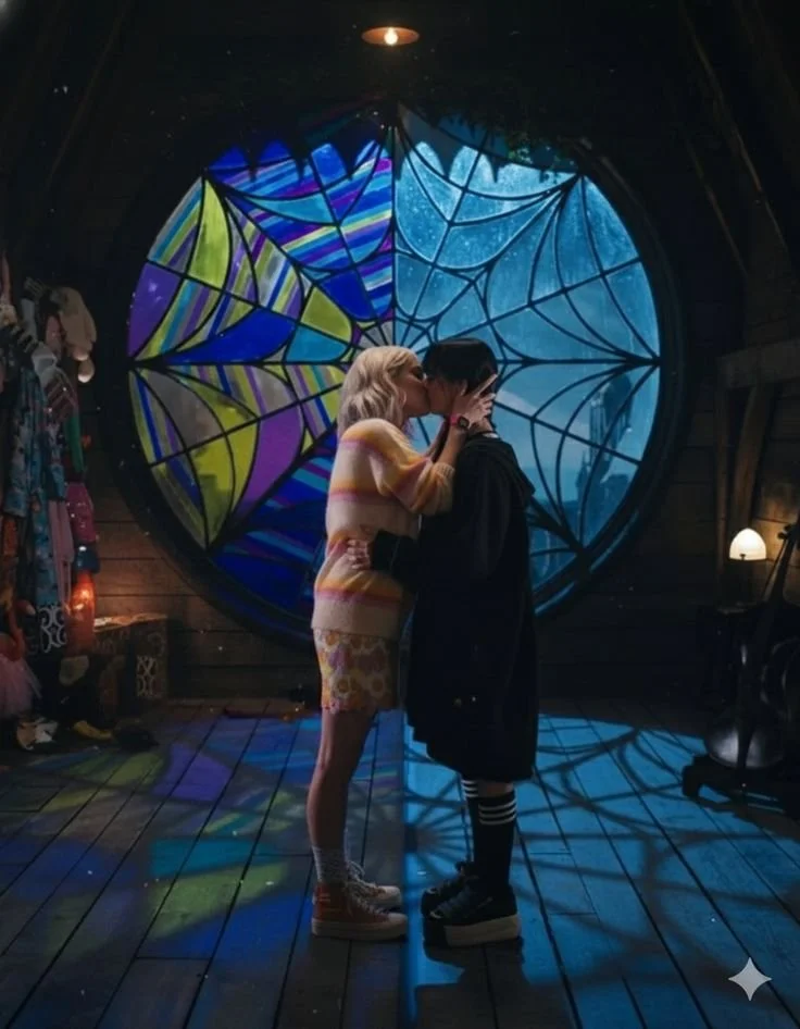 Wednesday Addams and Enid Sinclair kiss image 7