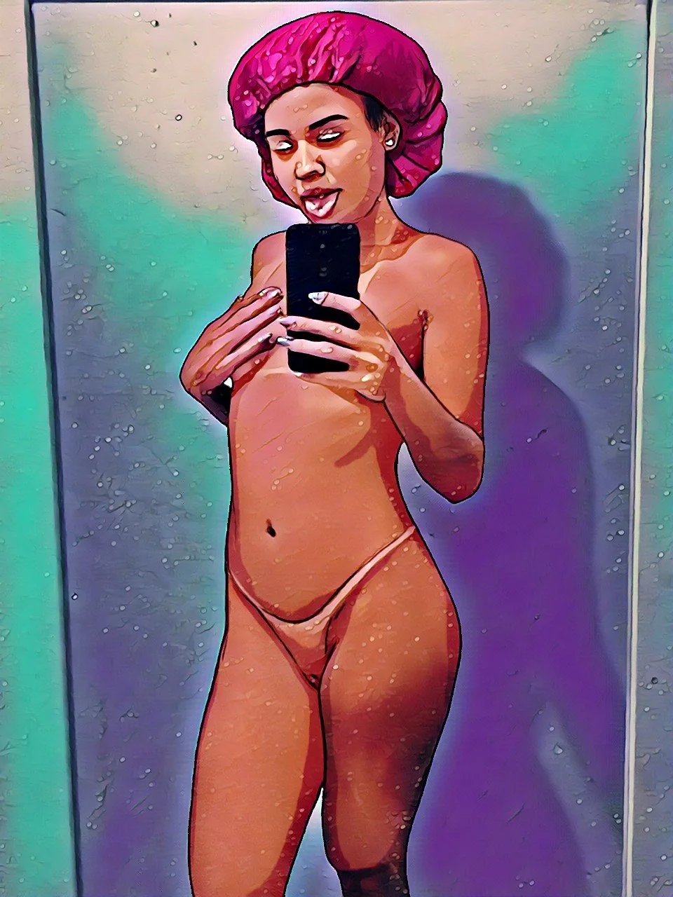 Mulata em belas poses Cartoon e real image 15