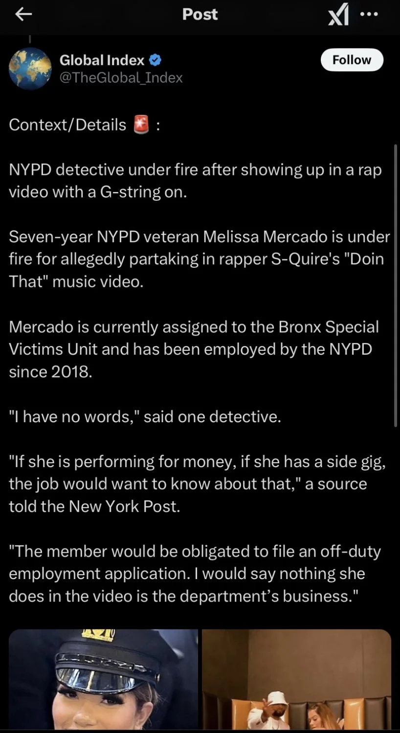 NYPD detective faces backlash after appearing in a rap video wearing a G-string 💀 main image
