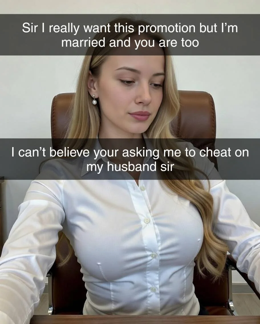 Younger Slut Wife wants the promotion from her older bbc boss part 2 Snapchat Cheating Caption Story image 4
