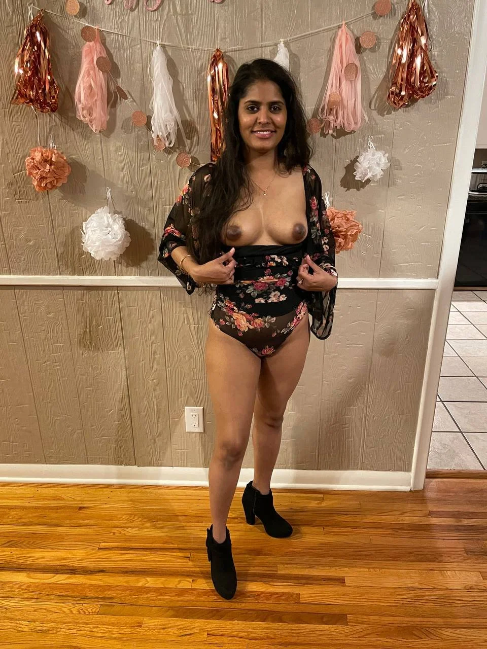 Horny Indian aunt Preity sucks and fucks white cock and gets her holes played with image 22